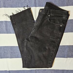 GAP Vintage Slim Mid Rise Jeans In Washed Black With Raw Hem Size 31/12 Regular